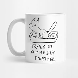 Trying to get my shit together ugly cat illustration Mug